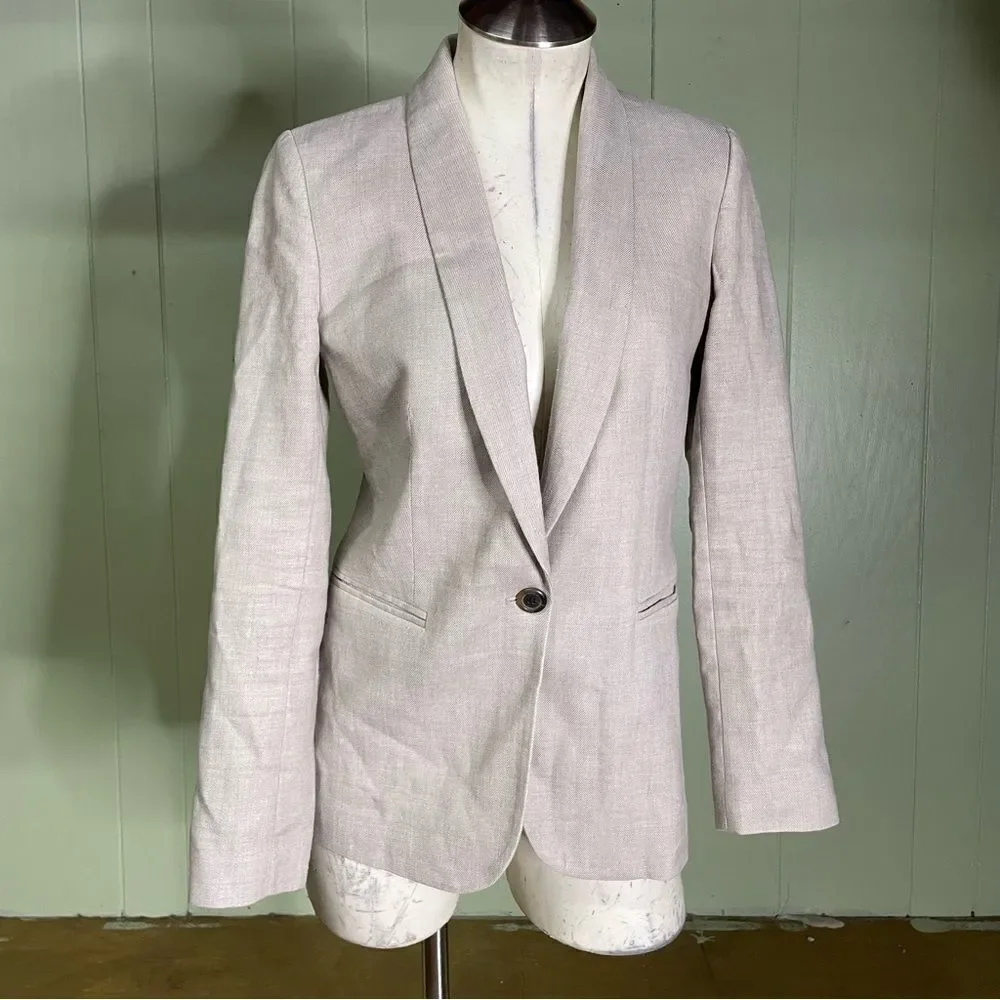 J. Crew‎ Parke Stretch Linen Blend Blazer in Flax Light Tan Brown 0